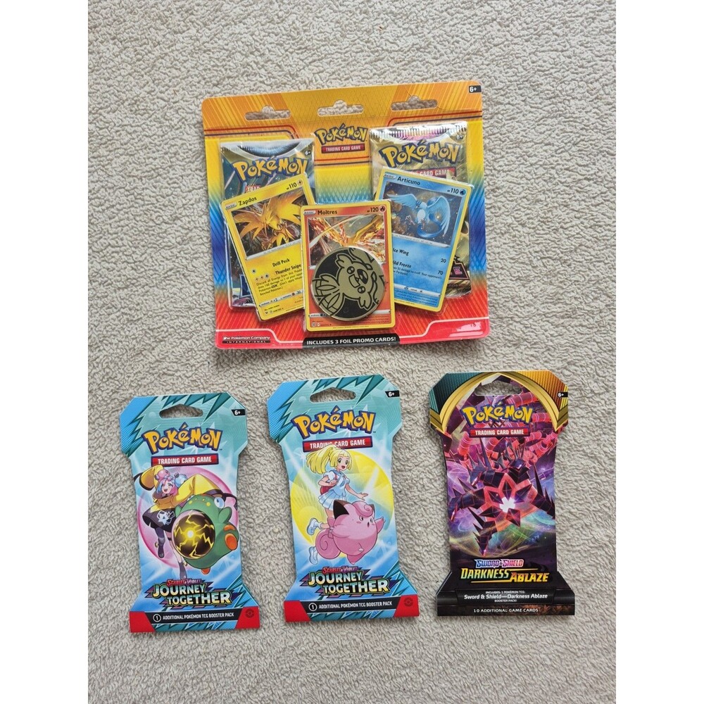 Pokemon TCG Sealed Lot Legendary Birds Darkness Ablaze Journey Together Boosters